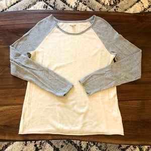 Sonoma baseball style lightweight sweater XS cream and gray